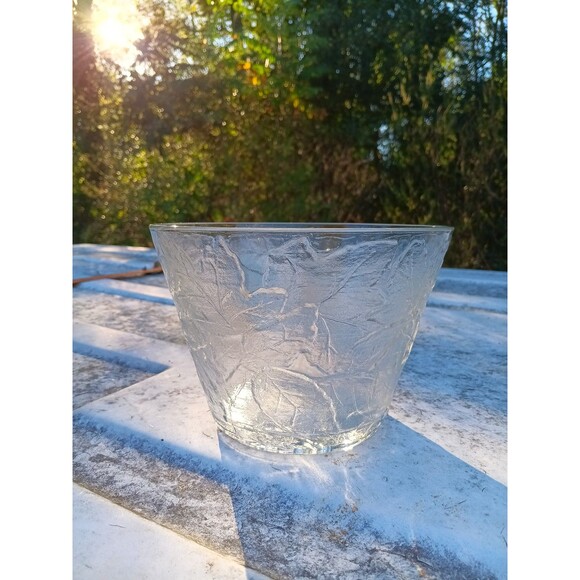 Indiana Glass Tiara Bowl: Embossed Autumn Leaves Tapered Shape - Picture 1 of 5